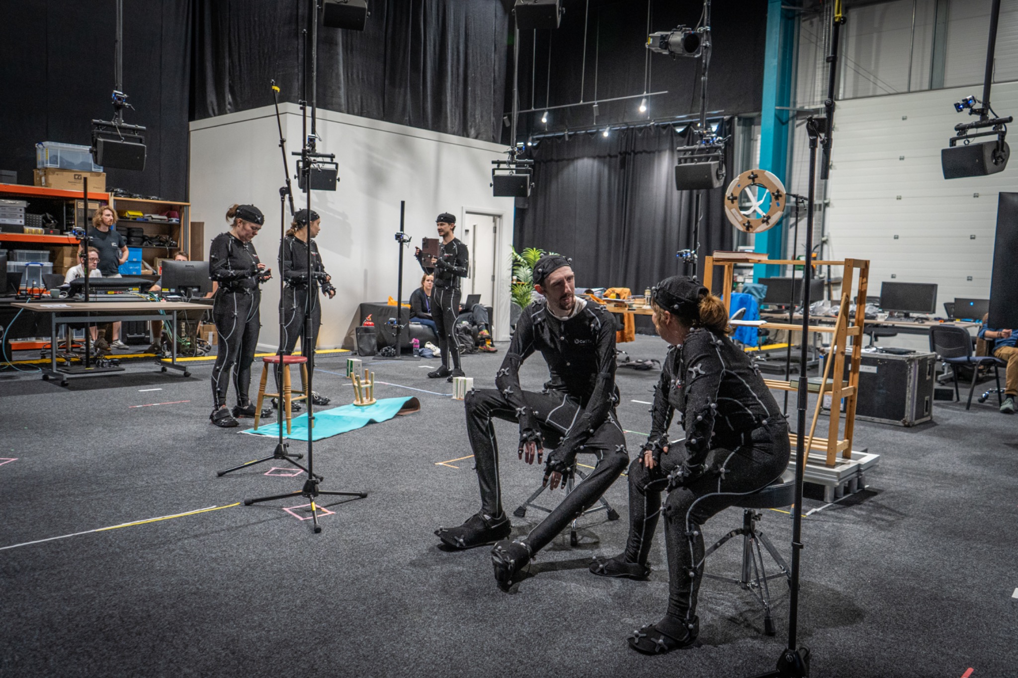 Wide view of a motion capture production stage