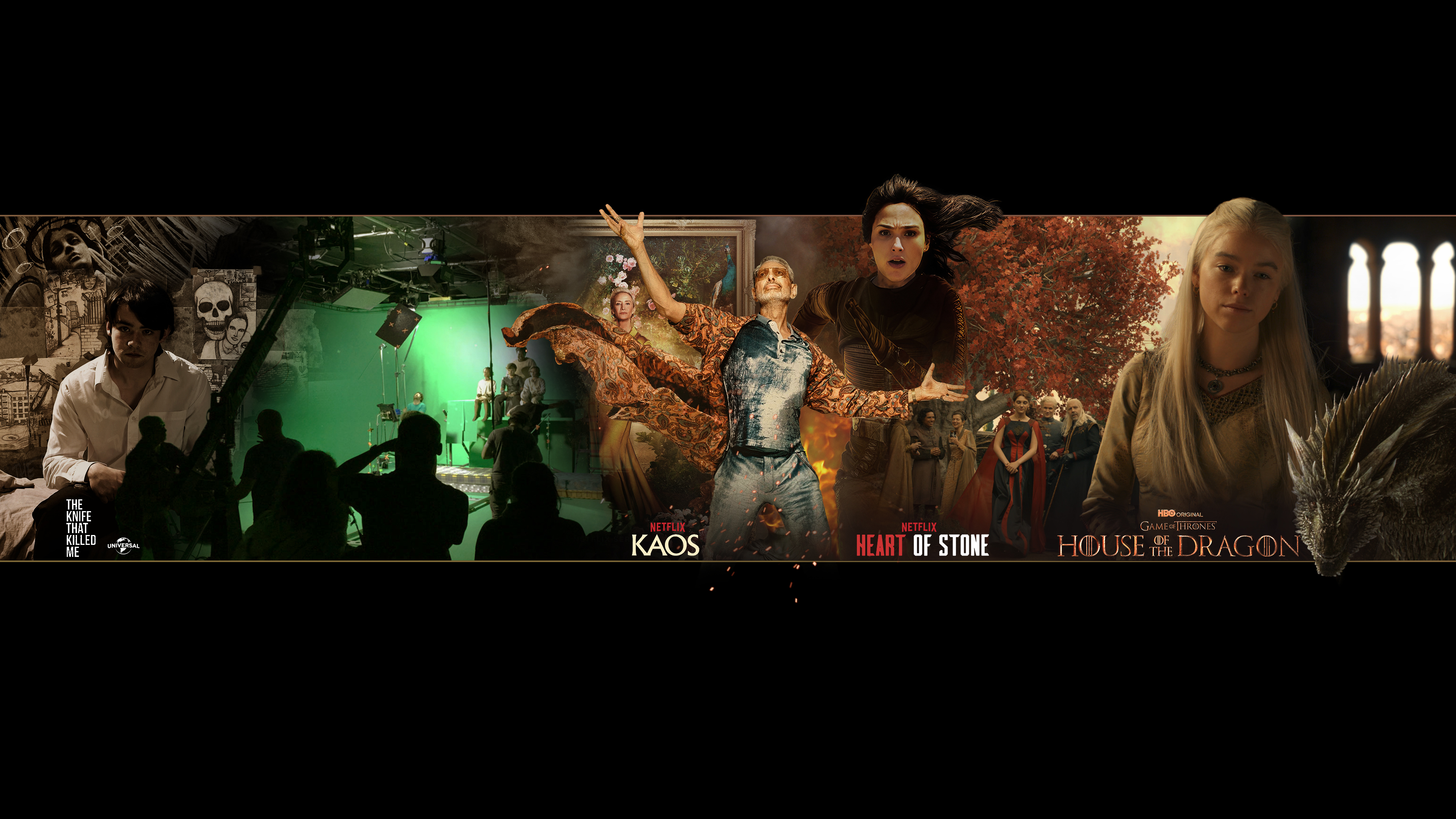 Montage of Viridian FX film and television work, from The Knife That Killed Me to House of the Dragon